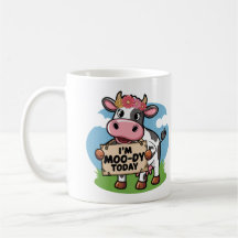 I Am Moo-dy Today Cute Coffee Mug for Animal Lover