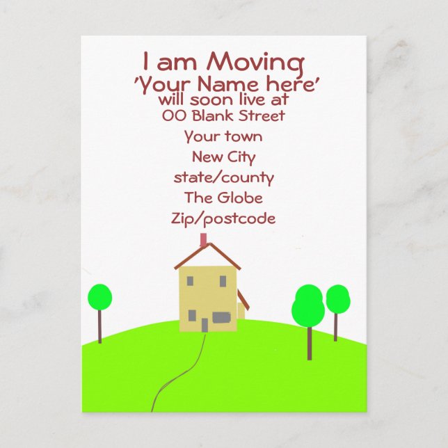I am moving home house customize postcard (Front)