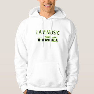 I-am-music-lime-green-black Hoodie