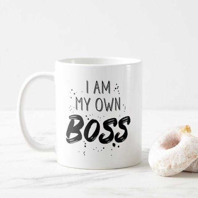 I Am My Own Boss Business Owner Entrepreneur Coffee Mug (With Donut)