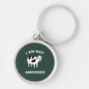 I Am Not Amoosed Funny Farming Animal Cow Pun Keychain