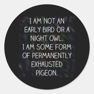 I am Not an Early Bird or a Night Owl... Classic Round Sticker