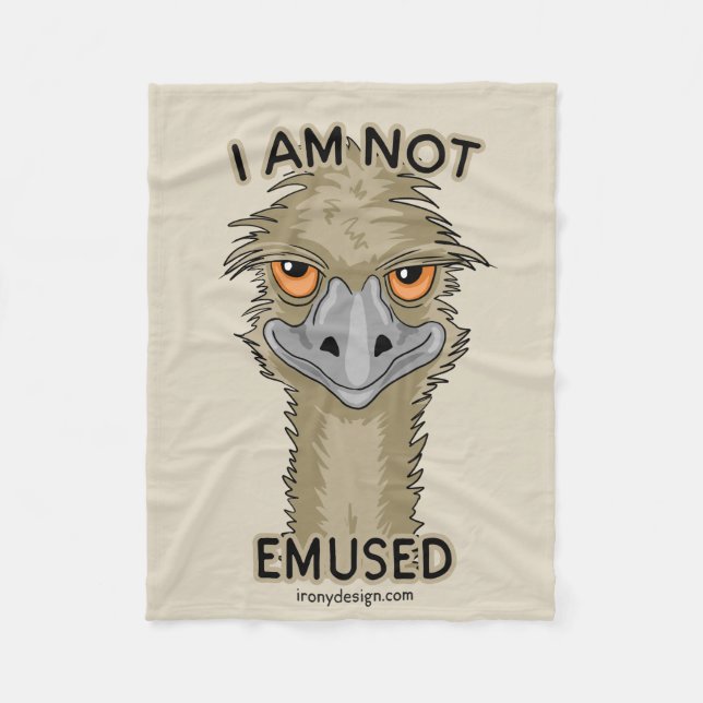 I Am Not Emused Funny Emu Pun | Beige Fleece Blanket (Front)
