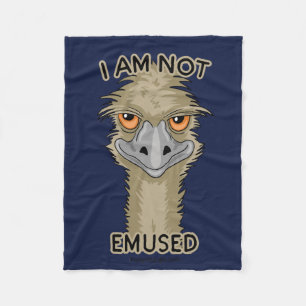 I Am Not Emused Funny Emu Pun Fleece Blanket