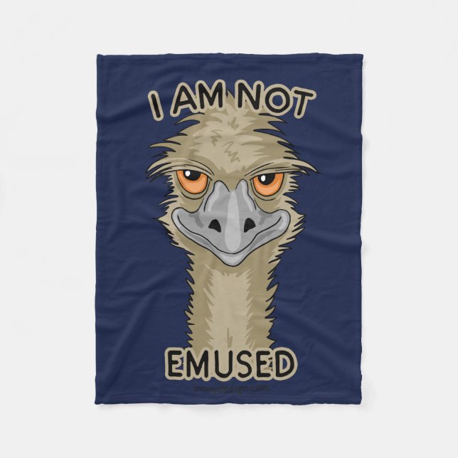 I Am Not Emused Funny Emu Pun Fleece Blanket (Front)