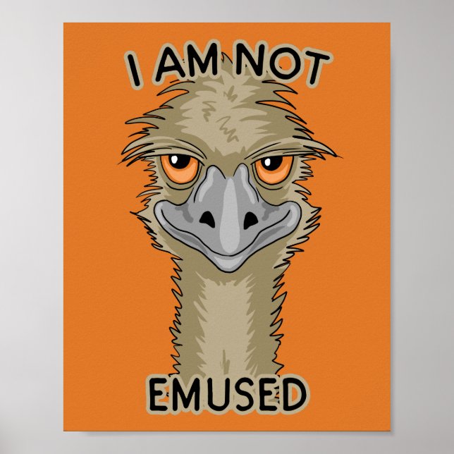 I Am Not Emused Funny Emu Pun | Orange Poster (Front)