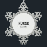I am nurse medical expert add your name text simpl snowflake pewter christmas ornament<br><div class="desc">Profession simple templates for your profession</div>