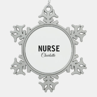 I am nurse medical expert add your name text simpl snowflake pewter christmas ornament