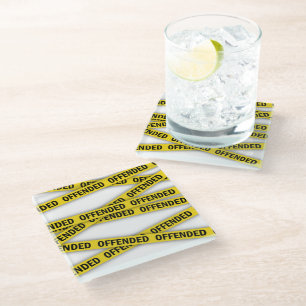 I am offended police tape do not cross glass coaster