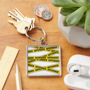 I am offended police tape do not cross keychain