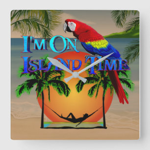 I Am On Island Time Square Wall Clock