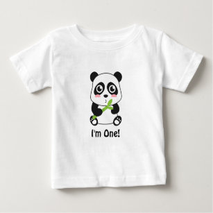 I am One, First Birthday, Cute Baby Panda Baby T-Shirt