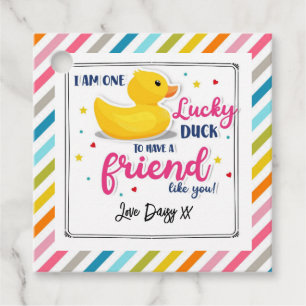 "I am one lucky duck to have friend "Valentine Favour Tags