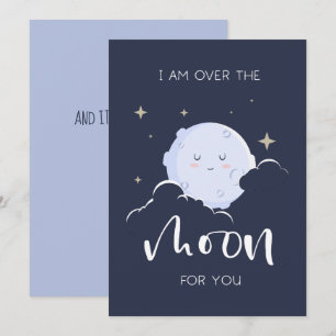 I Am Over The Moon For You Valentine Holiday Card
