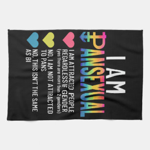 I Am Pansexual - LGBTQIA Pride Rainbow Hearts - De Kitchen Towel