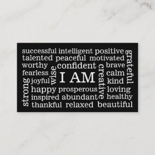 I AM Positive Affirmations for Self Image Wellness Business Card