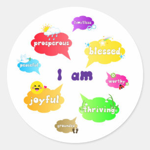I Am Positive Affirmations Words Self Love Classic Round Sticker
