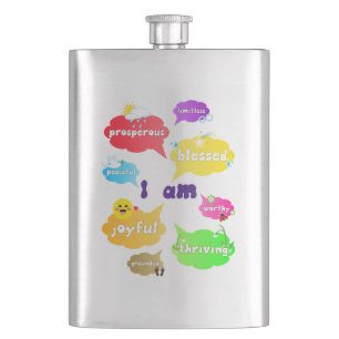 I Am Positive Affirmations Words Self Love Hip Flask
