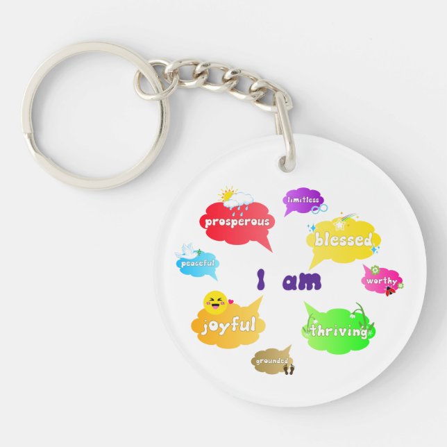I Am Positive Affirmations Words Self Love Keychain (Front)