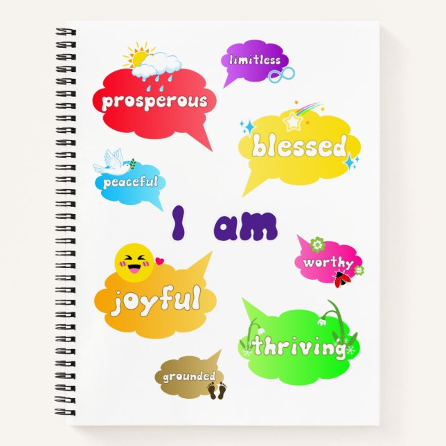 I Am Positive Affirmations Words Self Love Notebook (Front)