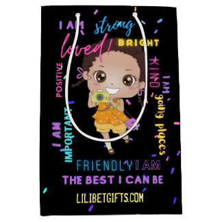 I AM - Positive Black Brown Girl Affirmations Medium Gift Bag