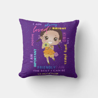 I AM - Positive Black Brown Girl Affirmations Throw Pillow