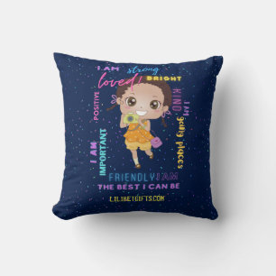 I AM - Positive Black Brown Girl Affirmations Throw Pillow