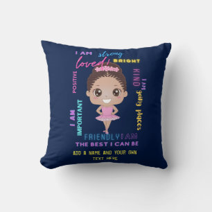 I AM - Positive Girl Affirmations Ballerina Throw  Pillow