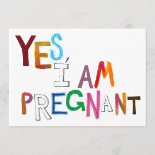 I am pregnant fun colourful pregnancy art words announcement
