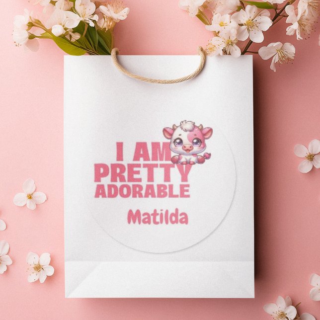 I am Pretty Adorable Pink Custom Classic Round Sti Sticker (Creator Uploaded)
