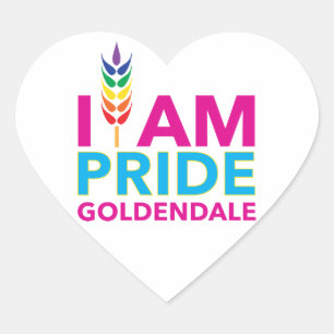 I AM PRIDE Goldendale Heart Shaped Stickers