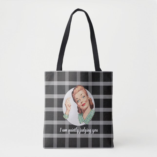 I am quietly judging you - black tote bag (Front)