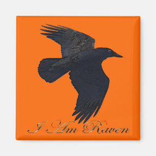 I AM RAVEN Flying Crow Art Magnet