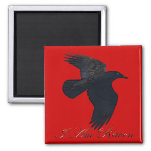 I AM RAVEN Flying Crow Art Magnet