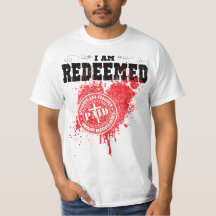 I am redeemed busted heart stamp t-shirt