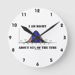 I Am Right About 95% Of The Time Bell Curve Humour Round Clock