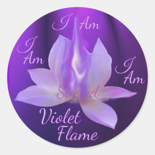 I Am Sacred Violet Flame With Lotus  Classic Round Sticker