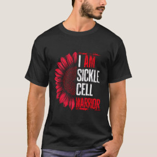 I Am Sickle Cell Warrior Burgundy Sunflower Awaren T-Shirt