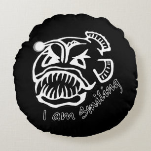 I am Smiling Anglerfish Round Pillow