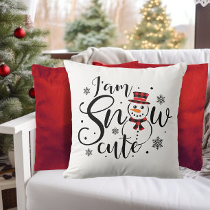 I am Snow Cute Winter Snowman Throw Pillow