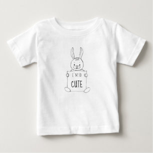 I Am So Cute Rabbit Funny Black And White Baby T-Shirt