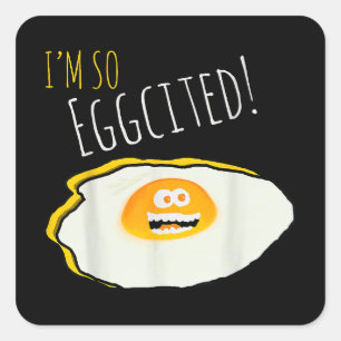I Am So Eggcited, Broken Happy and Excited Egg Gif Square Sticker