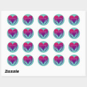 I Am So Grateful Heart in Hands Pink and Blue Classic Round Sticker (Sheet)