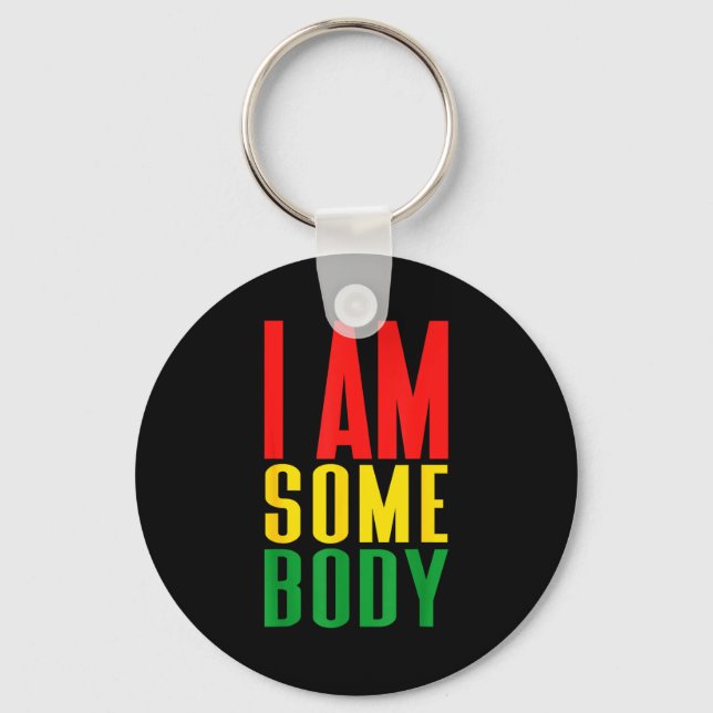 I am somebody positive affirmation retro  keychain (Front)