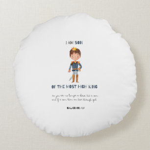 I Am Son Of The King Colourful Cute Nursery Kids Round Pillow
