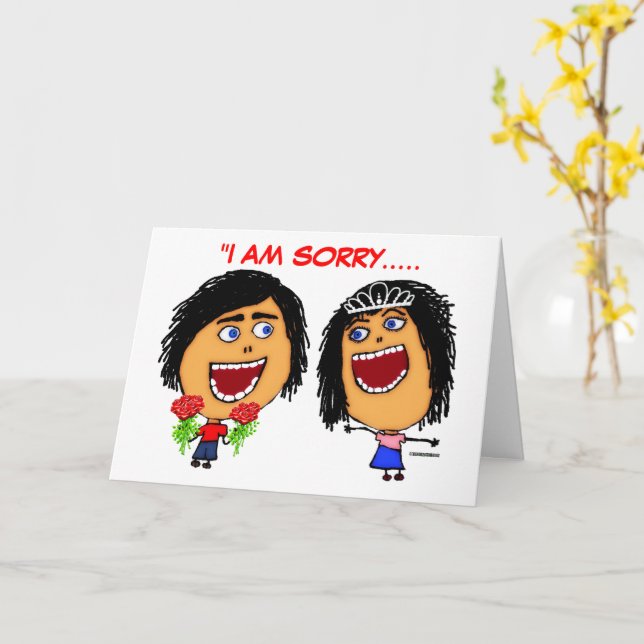 I am Sorry Cartoon Card (Yellow Flower)