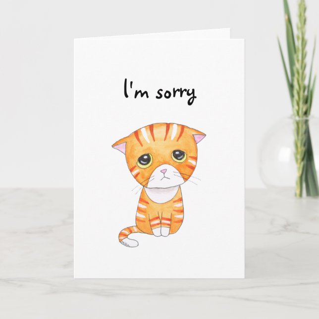 I am Sorry Sad Orange Tabby Cat Customization Text Card (Front)