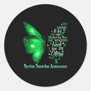 I am storm bipolar disorder awareness butterfly classic round sticker