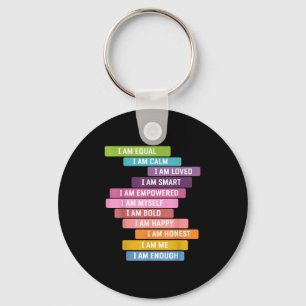 I Am Strong Cute Kids Growth Mindset Positive Affi Keychain