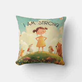 I Am Strong - Girls Empowerment Throw Pillow